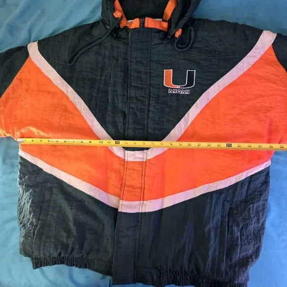 Vintage Apex One Varsity Miami Hurricanes Zip Up Windbreaker Jacket Size XL - Picture 8 of 9